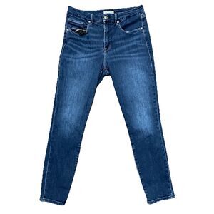 Good American Good Legs Crop High Rise Medium Wash Denim Jeans Women Size 14/32